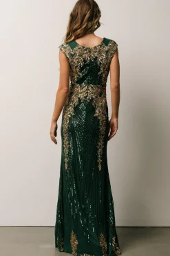 Baltic Born embellished + sequined|Azura Sequin Gown | Green + Gold