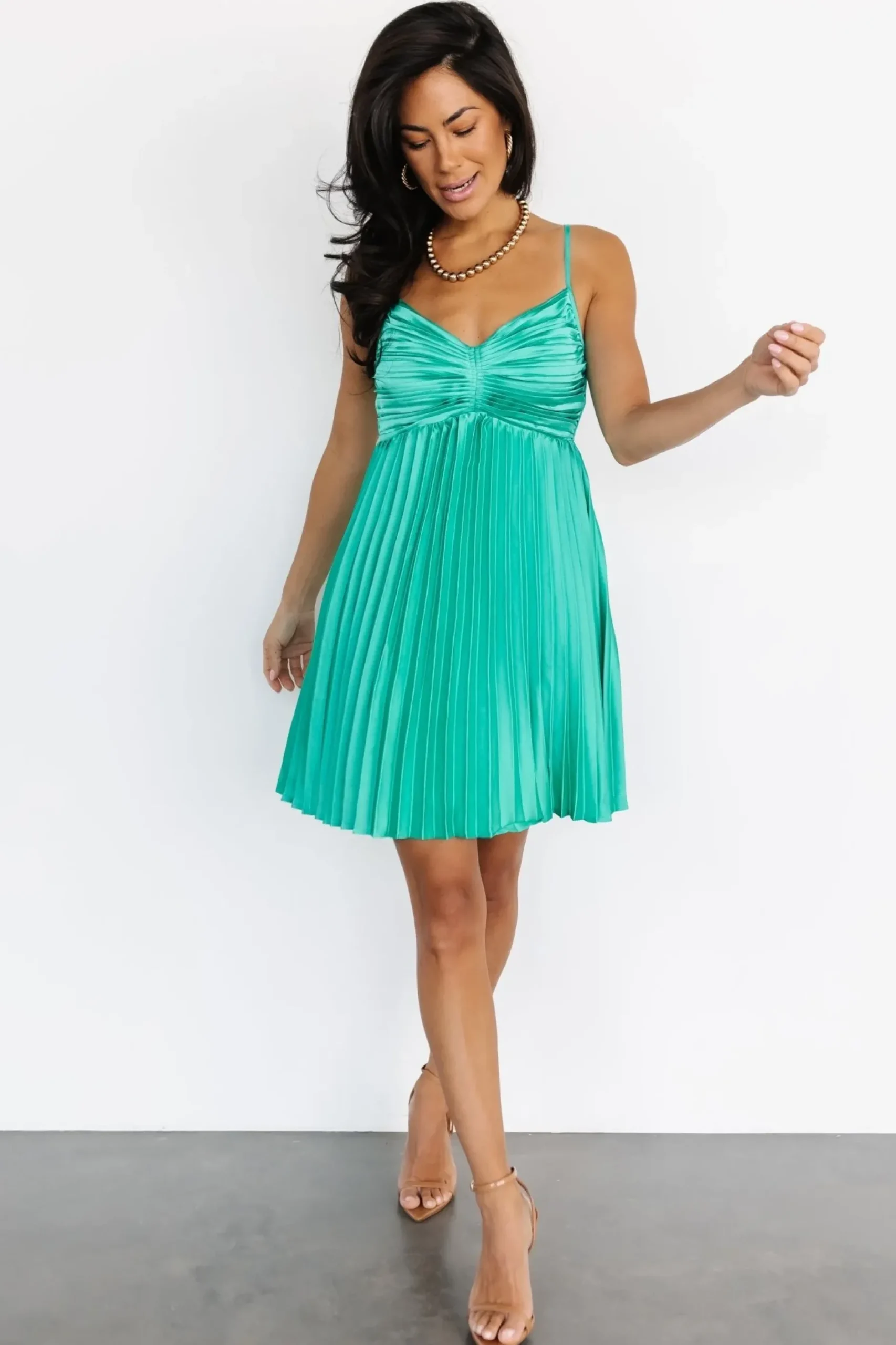 Baltic Born short dresses|Balboa Pleated Mini Dress | Green