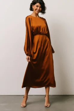 Baltic Born BEST SELLERS|Balta Satin Midi Dress | Bronze