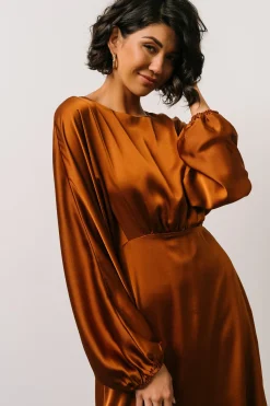 Baltic Born BEST SELLERS|Balta Satin Midi Dress | Bronze