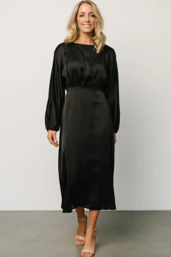 Baltic Born BEST SELLERS|Balta Satin Midi Dress | Black