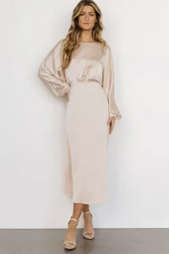 Baltic Born BEST SELLERS|Balta Satin Midi Dress | Champagne
