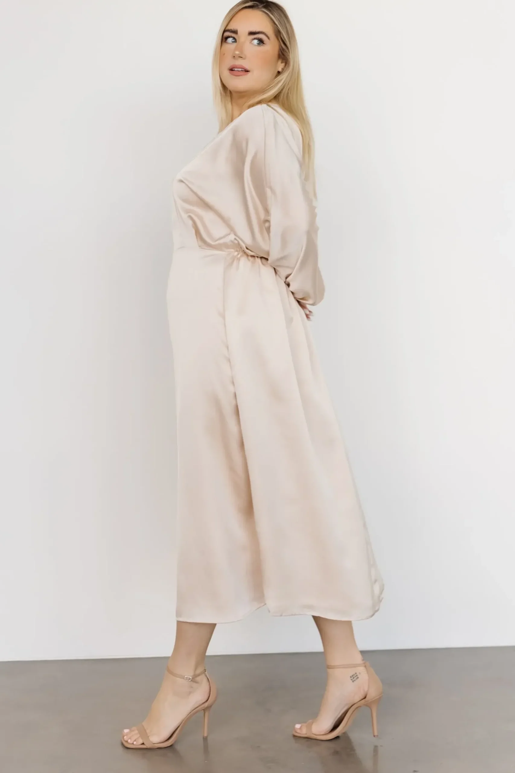 Baltic Born BEST SELLERS|Balta Satin Midi Dress | Champagne
