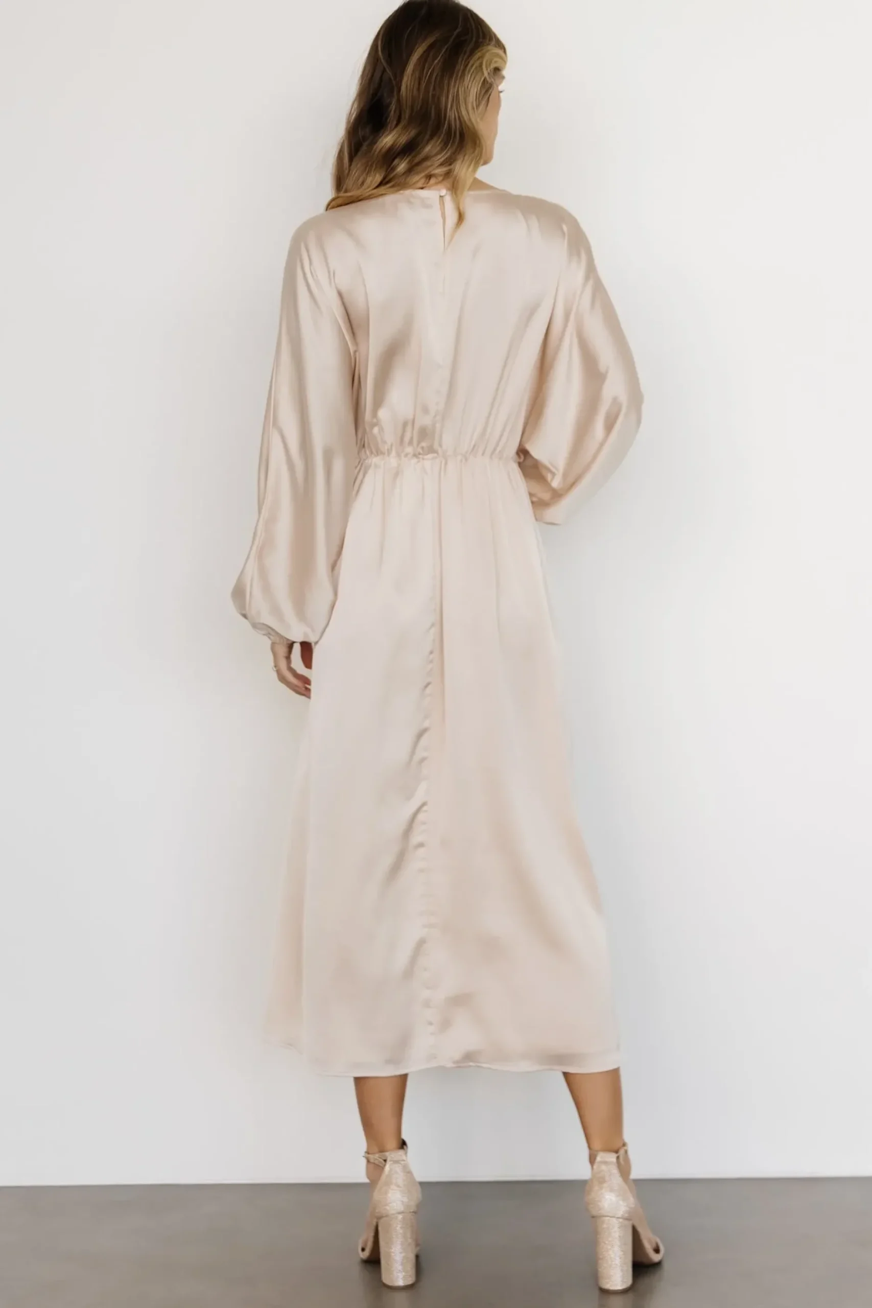 Baltic Born BEST SELLERS|Balta Satin Midi Dress | Champagne