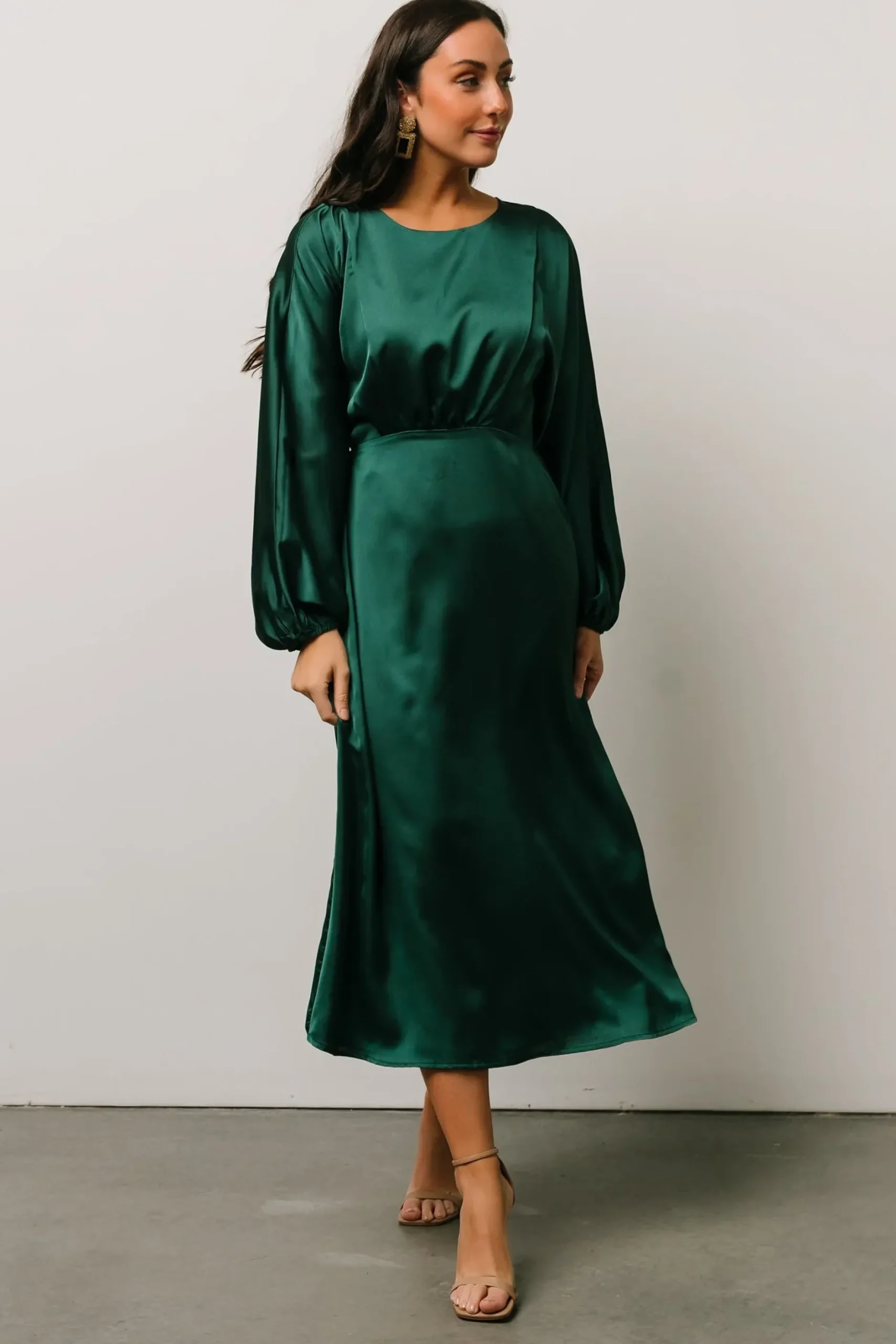 Baltic Born BEST SELLERS|Balta Satin Midi Dress | Emerald
