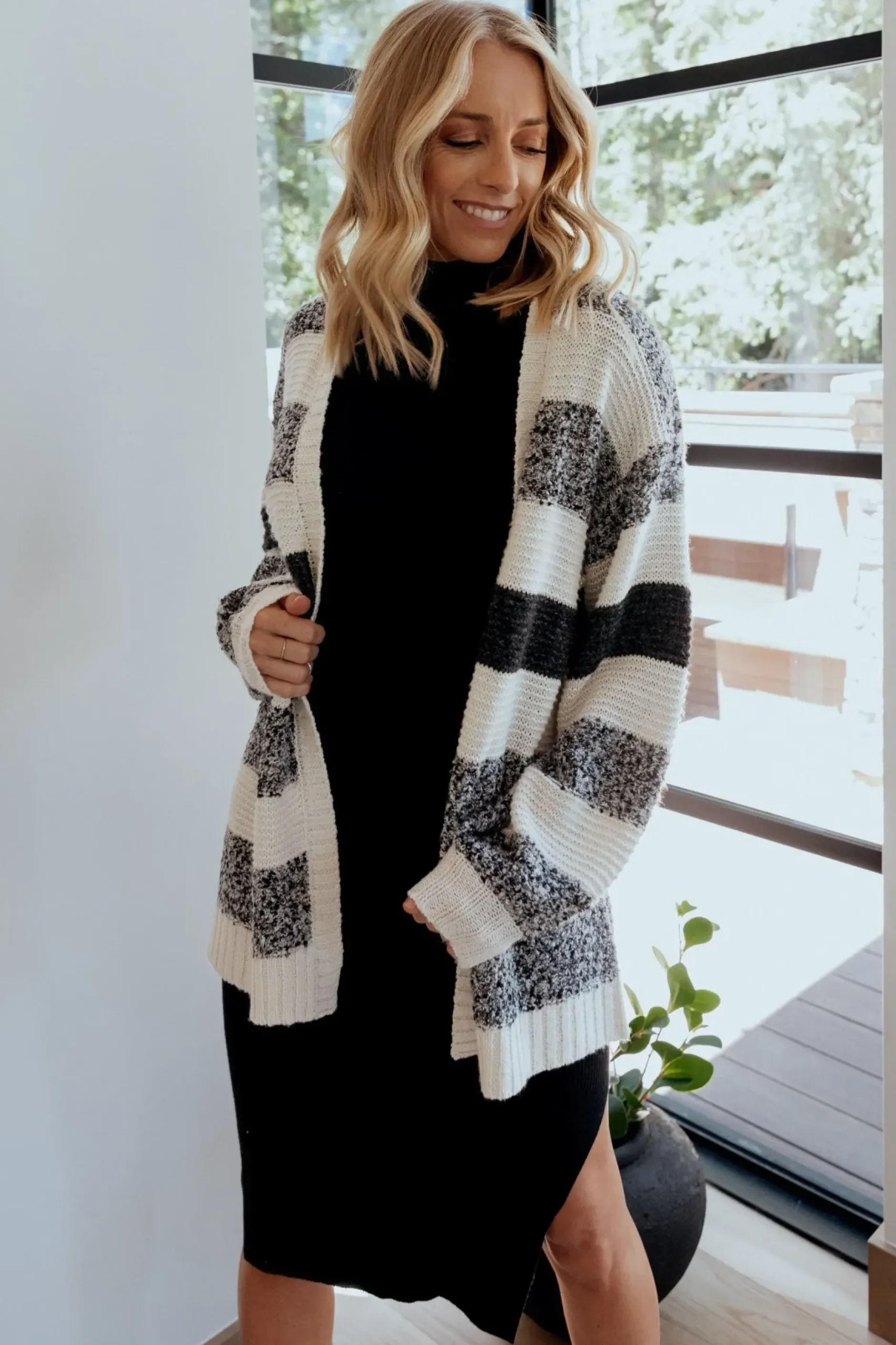 Baltic Born cardigans|Banff Stripe Cardigan | Black + Ivory