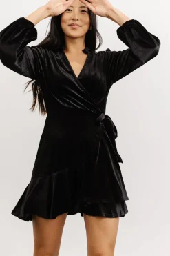 Baltic Born SALE|Barre Velvet Wrap Mini Dress | Black