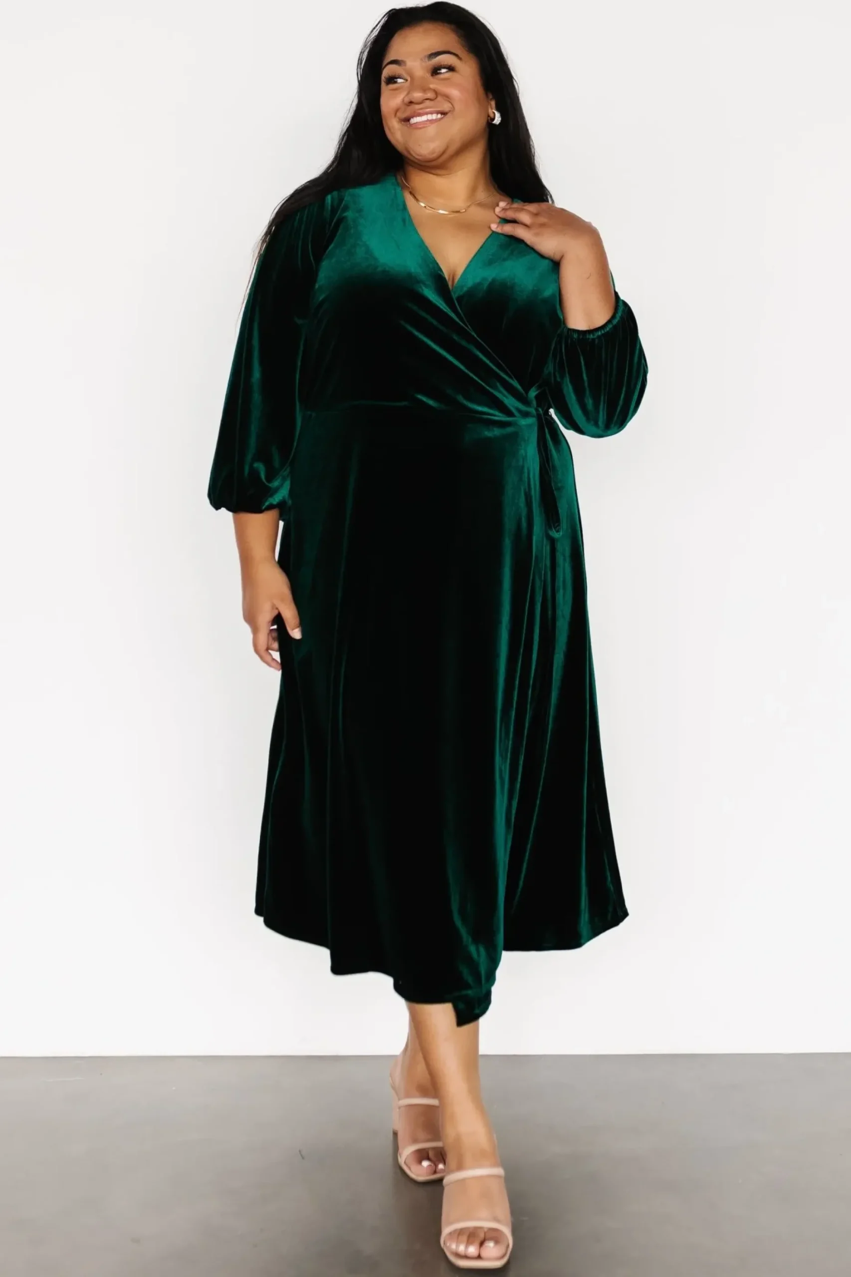 Baltic Born midi dresses|WINTER ESSENTIALS|Beckinsale Velvet Wrap Dress | Dark Green