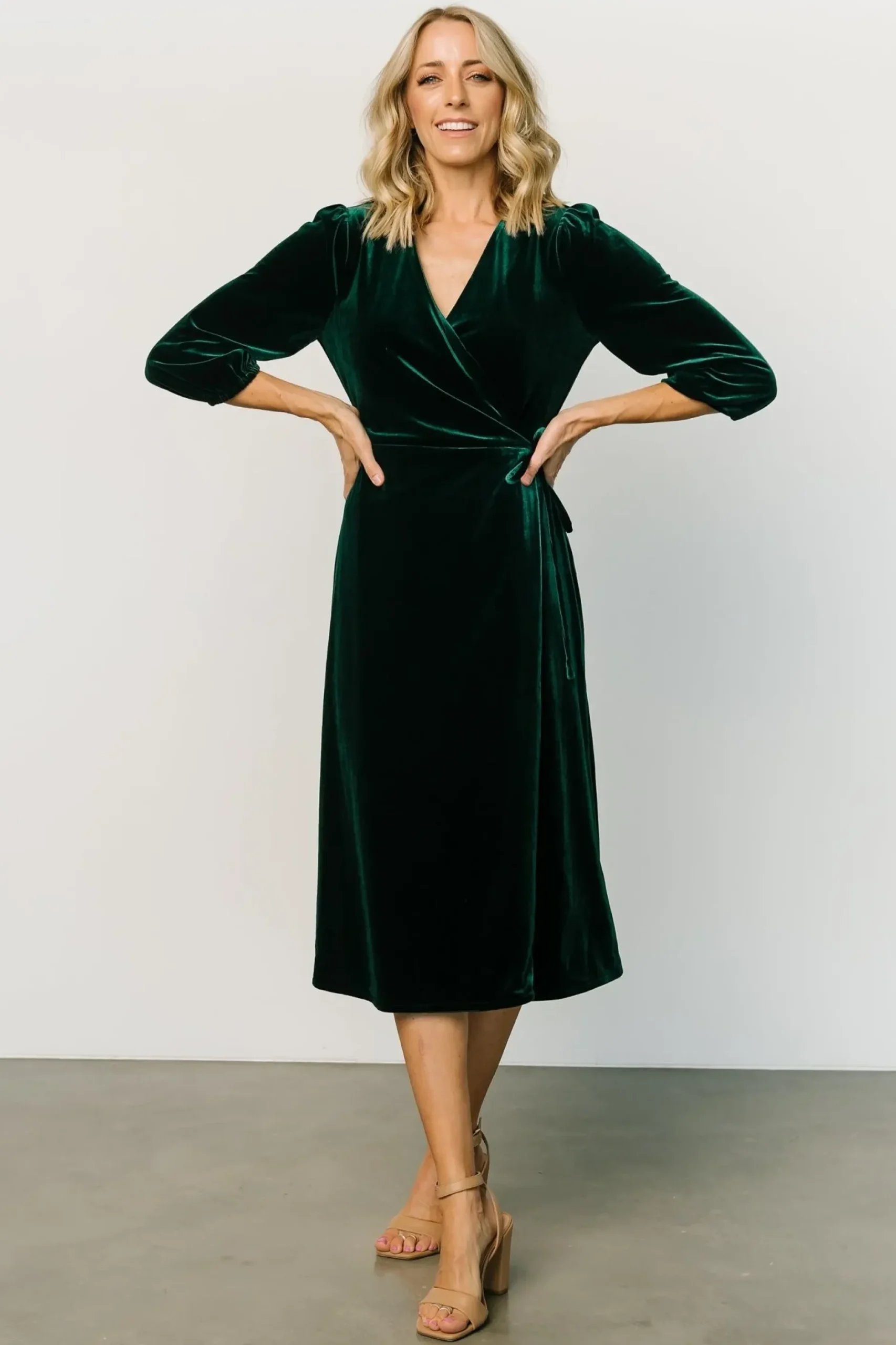 Baltic Born midi dresses|WINTER ESSENTIALS|Beckinsale Velvet Wrap Dress | Dark Green