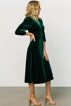 Baltic Born midi dresses|WINTER ESSENTIALS|Beckinsale Velvet Wrap Dress | Dark Green