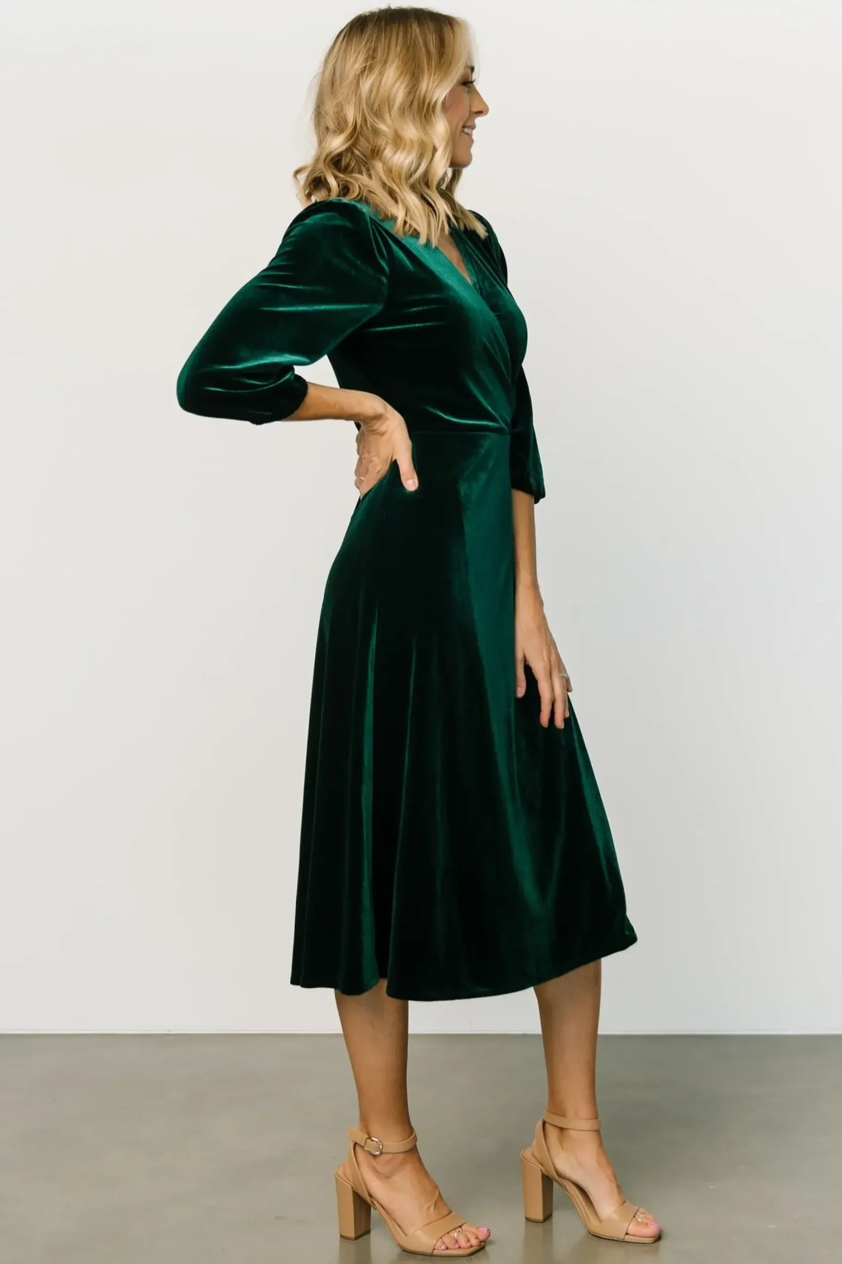 Baltic Born midi dresses|WINTER ESSENTIALS|Beckinsale Velvet Wrap Dress | Dark Green