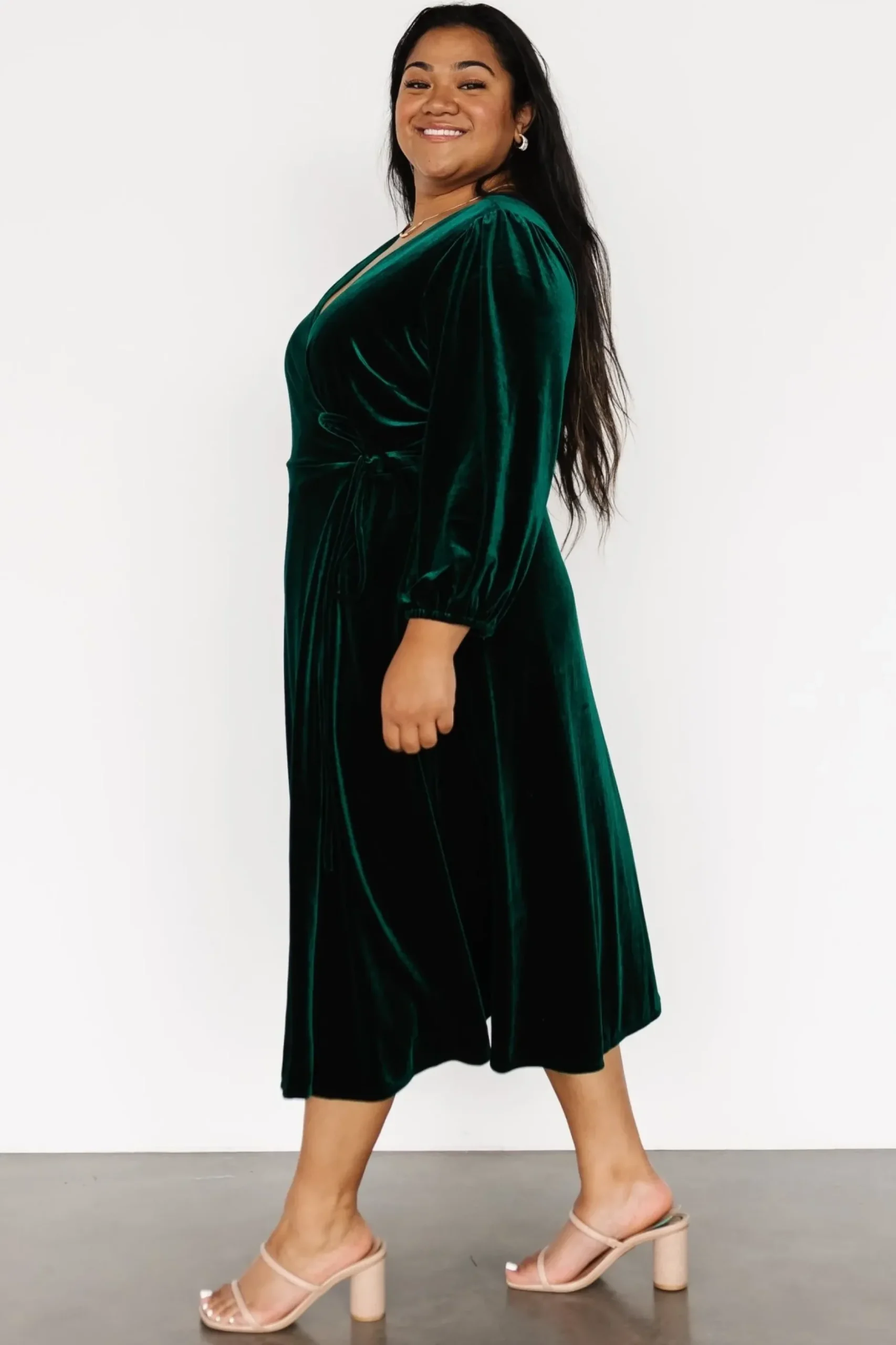 Baltic Born midi dresses|WINTER ESSENTIALS|Beckinsale Velvet Wrap Dress | Dark Green