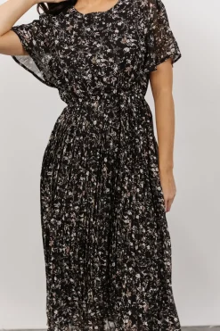 Baltic Born SALE|Belfast Pleated Midi Dress | Black Floral