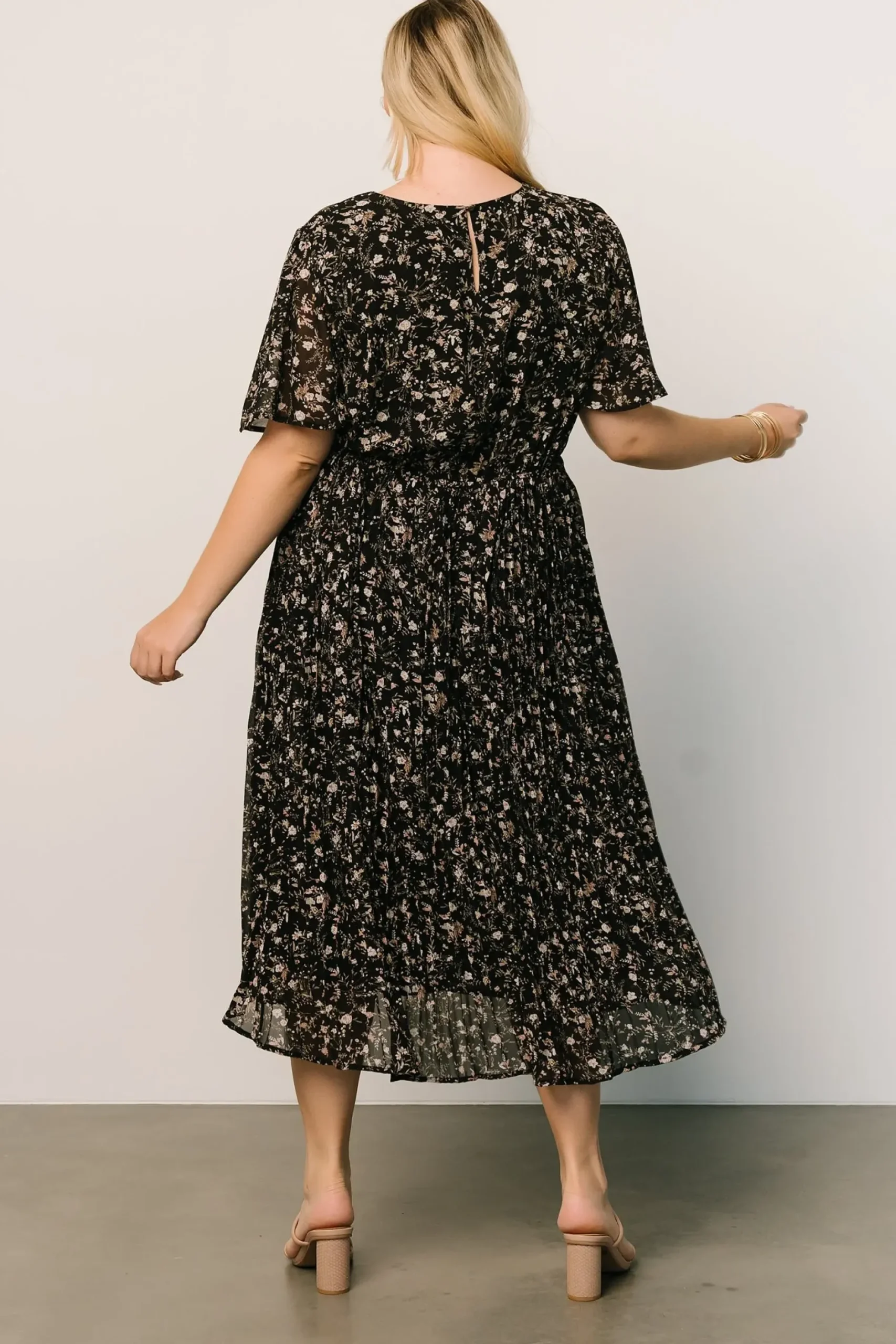 Baltic Born SALE|Belfast Pleated Midi Dress | Black Floral