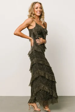 Baltic Born maxi dresses|Belisama Ruffle Gown | Black + Gold