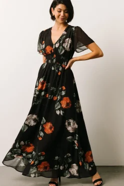 Baltic Born DRESSES|maxi dresses|Birdie Maxi Dress | Black + Rust Floral