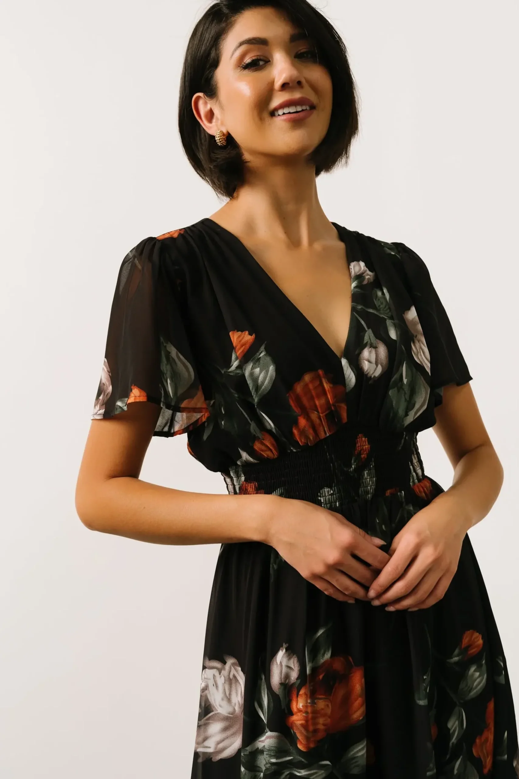 Baltic Born DRESSES|maxi dresses|Birdie Maxi Dress | Black + Rust Floral