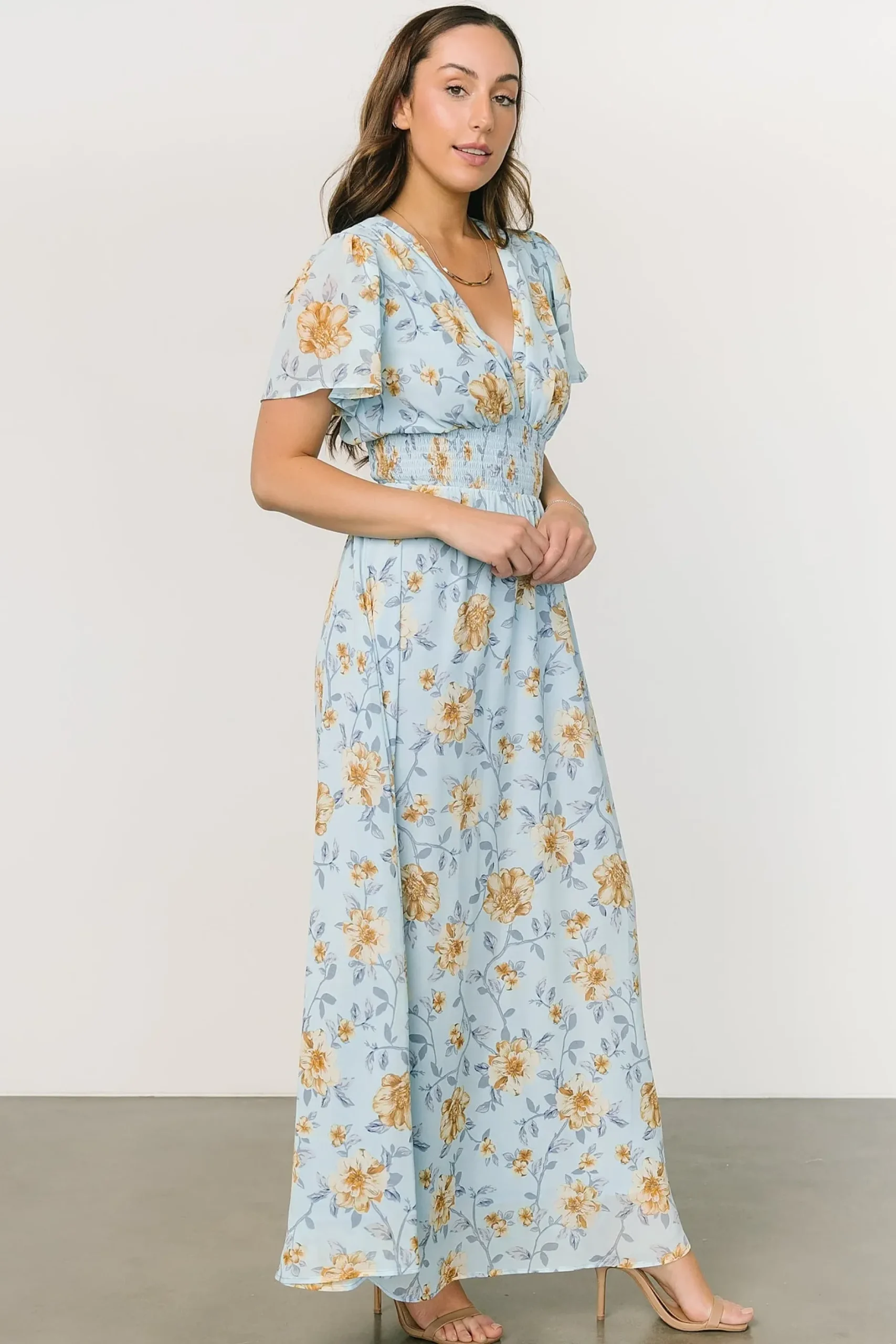 Baltic Born DRESSES|maxi dresses|Birdie Maxi Dress | Light Blue Floral