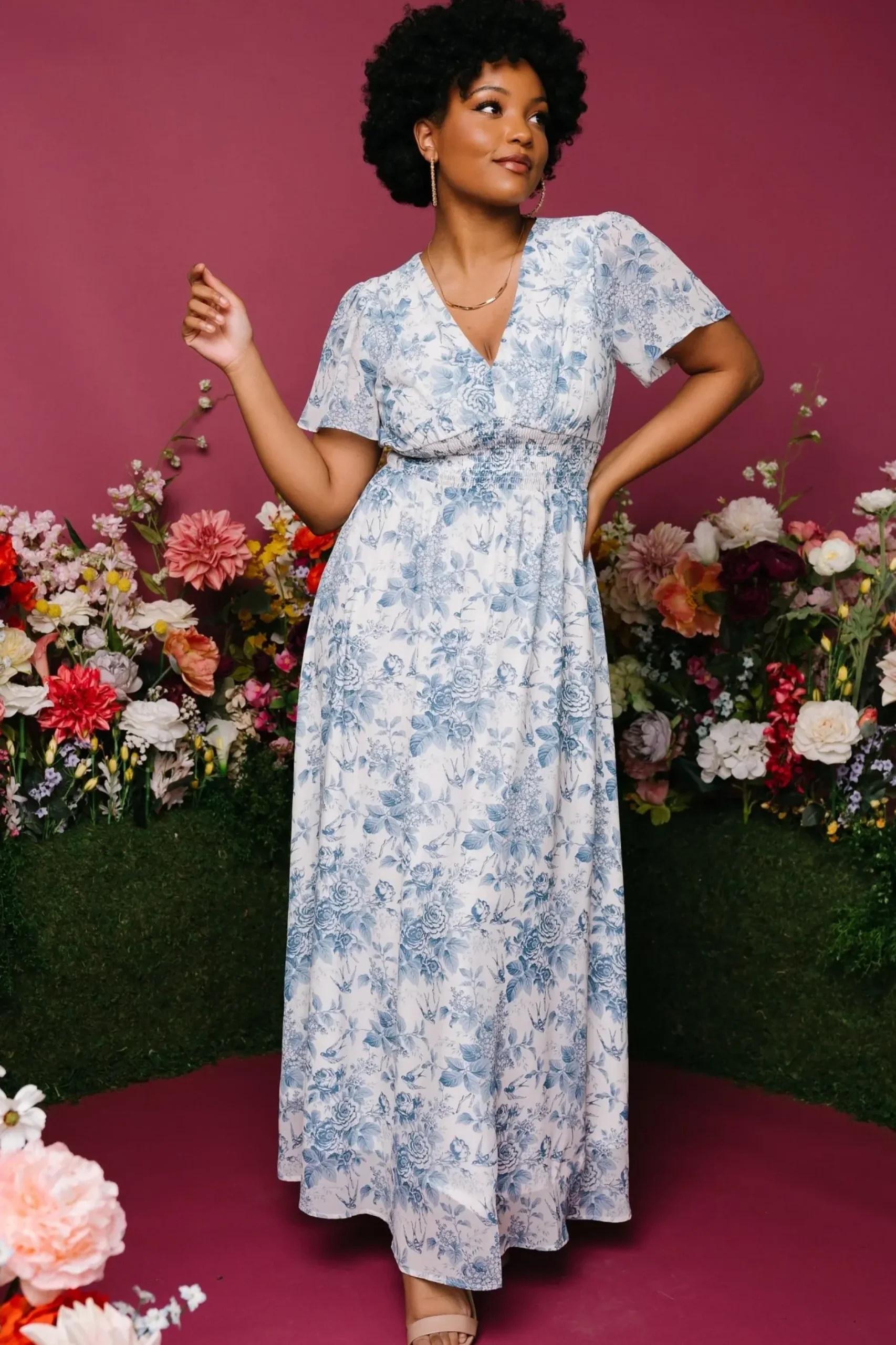 Baltic Born DRESSES|maxi dresses|Birdie Maxi Dress | Off White + Blue