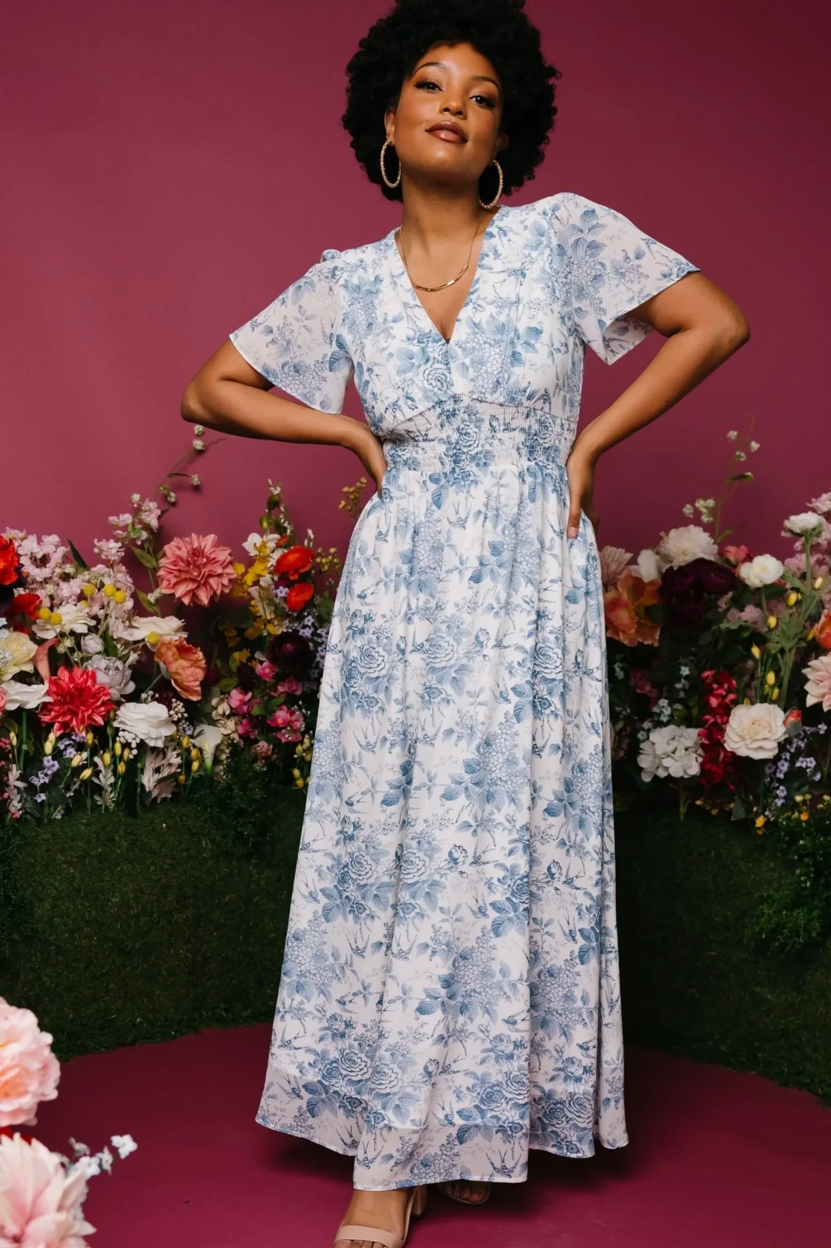 Baltic Born DRESSES|maxi dresses|Birdie Maxi Dress | Off White + Blue