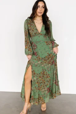 Baltic Born COMING SOON|Bowman Deep V Maxi Dress | Green Multi
