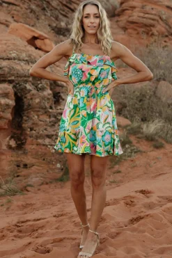 Baltic Born cover up|Braiden Short Dress | Green Multi Floral