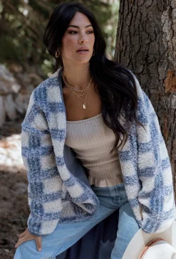 Baltic Born cardigans|Breckenridge Sherpa Long Cardigan | Blue Plaid