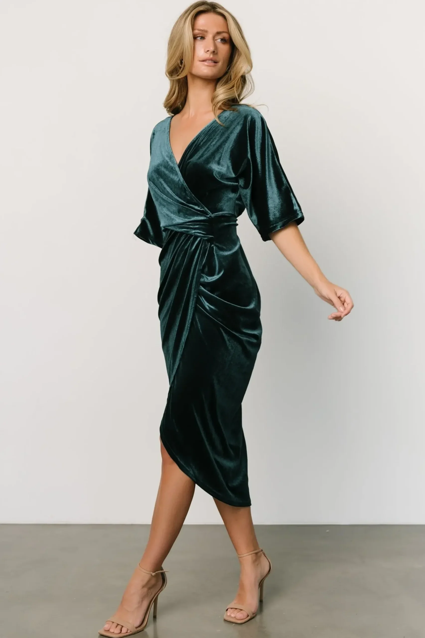 Baltic Born DRESSES|midi dresses|Brendyn Ruched Velvet Dress | Jade