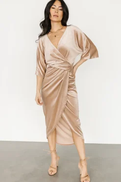 Baltic Born DRESSES|midi dresses|Brendyn Ruched Velvet Dress | Champagne