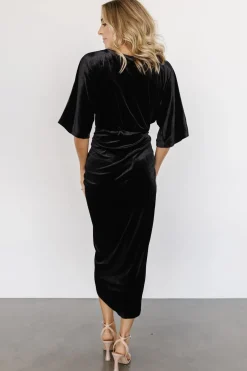 Baltic Born DRESSES|midi dresses|Brendyn Ruched Velvet Dress | Black