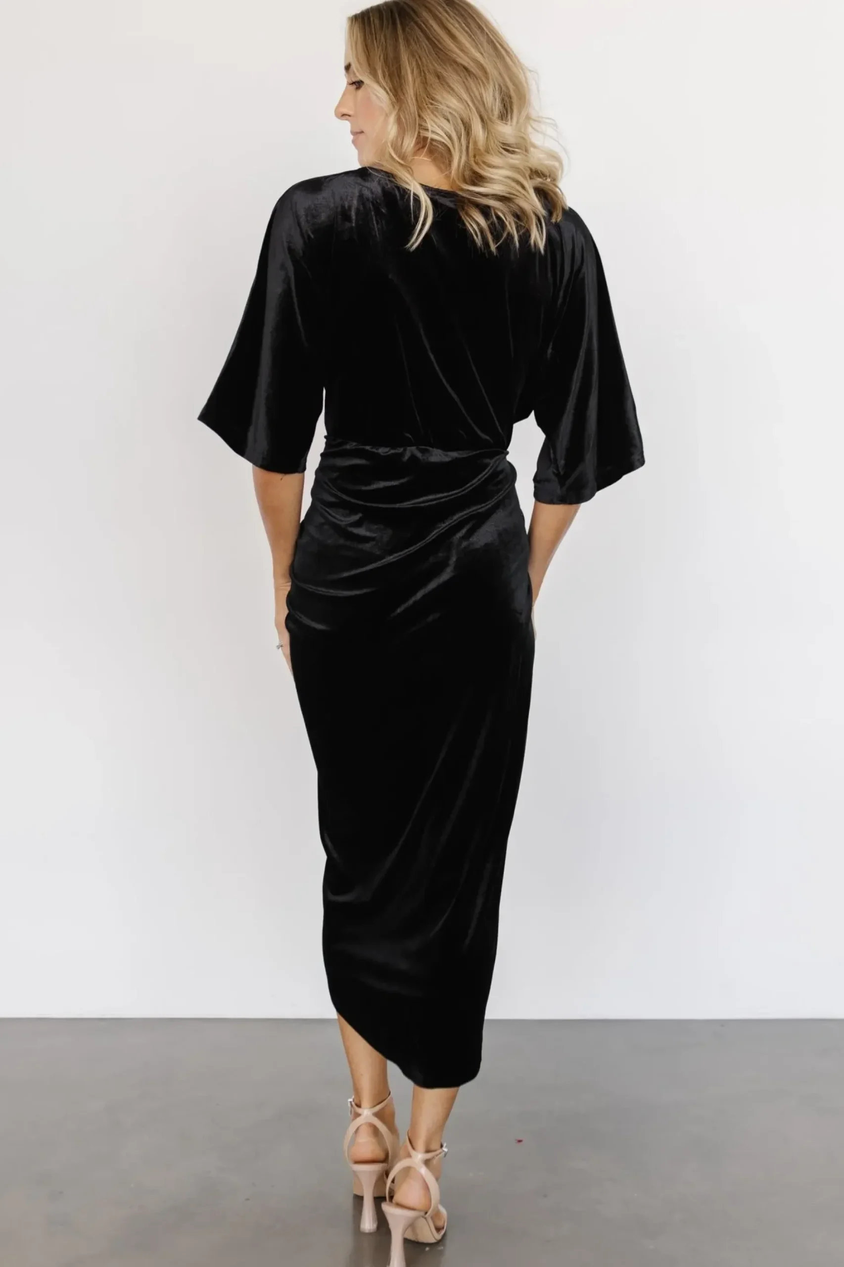 Baltic Born DRESSES|midi dresses|Brendyn Ruched Velvet Dress | Black