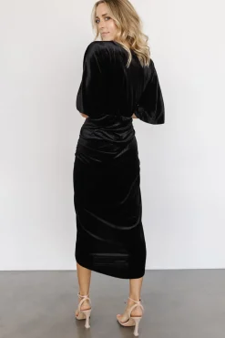 Baltic Born DRESSES|midi dresses|Brendyn Ruched Velvet Dress | Black