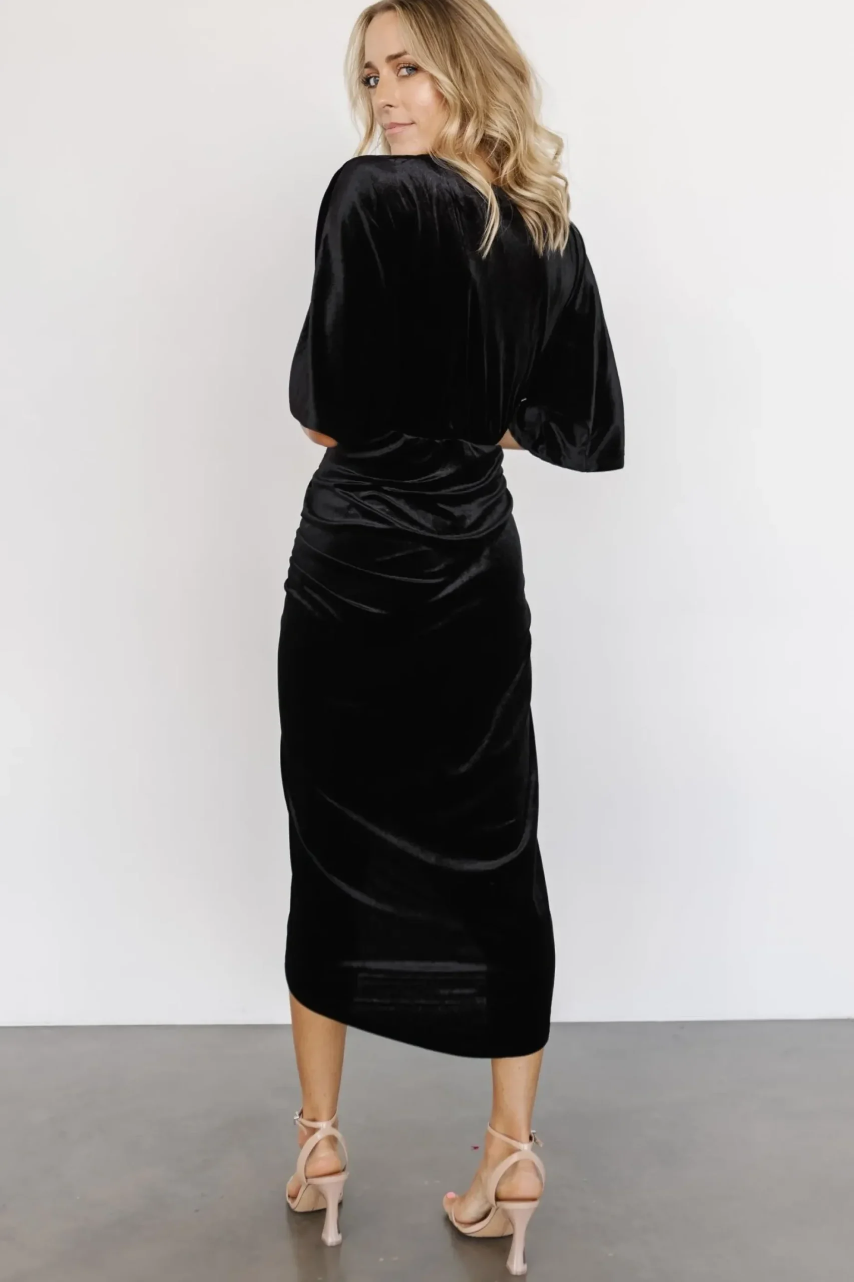 Baltic Born DRESSES|midi dresses|Brendyn Ruched Velvet Dress | Black