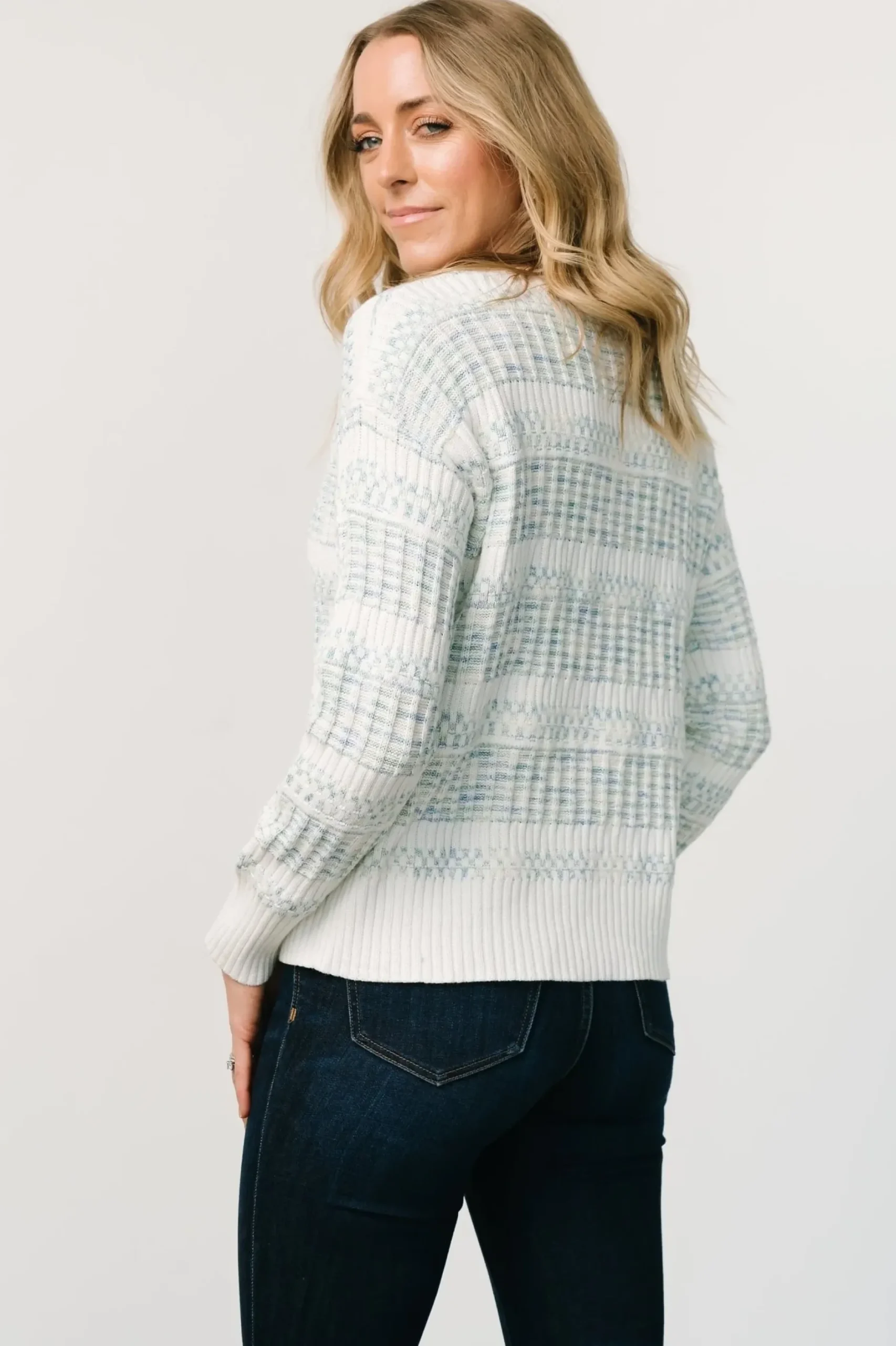 Baltic Born SALE|Brigitte Knit Sweater | Blue + Off White
