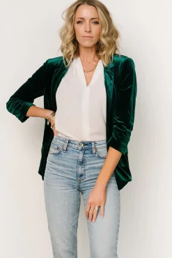 Baltic Born outerwear|Brinton Velvet Blazer | Dark Green