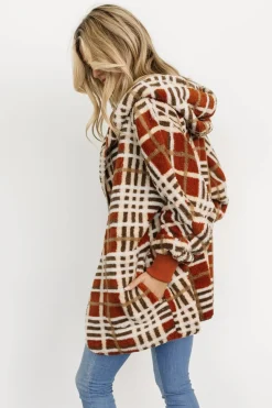 Baltic Born outerwear|Brody Plaid Teddy Jacket | Rust Multi