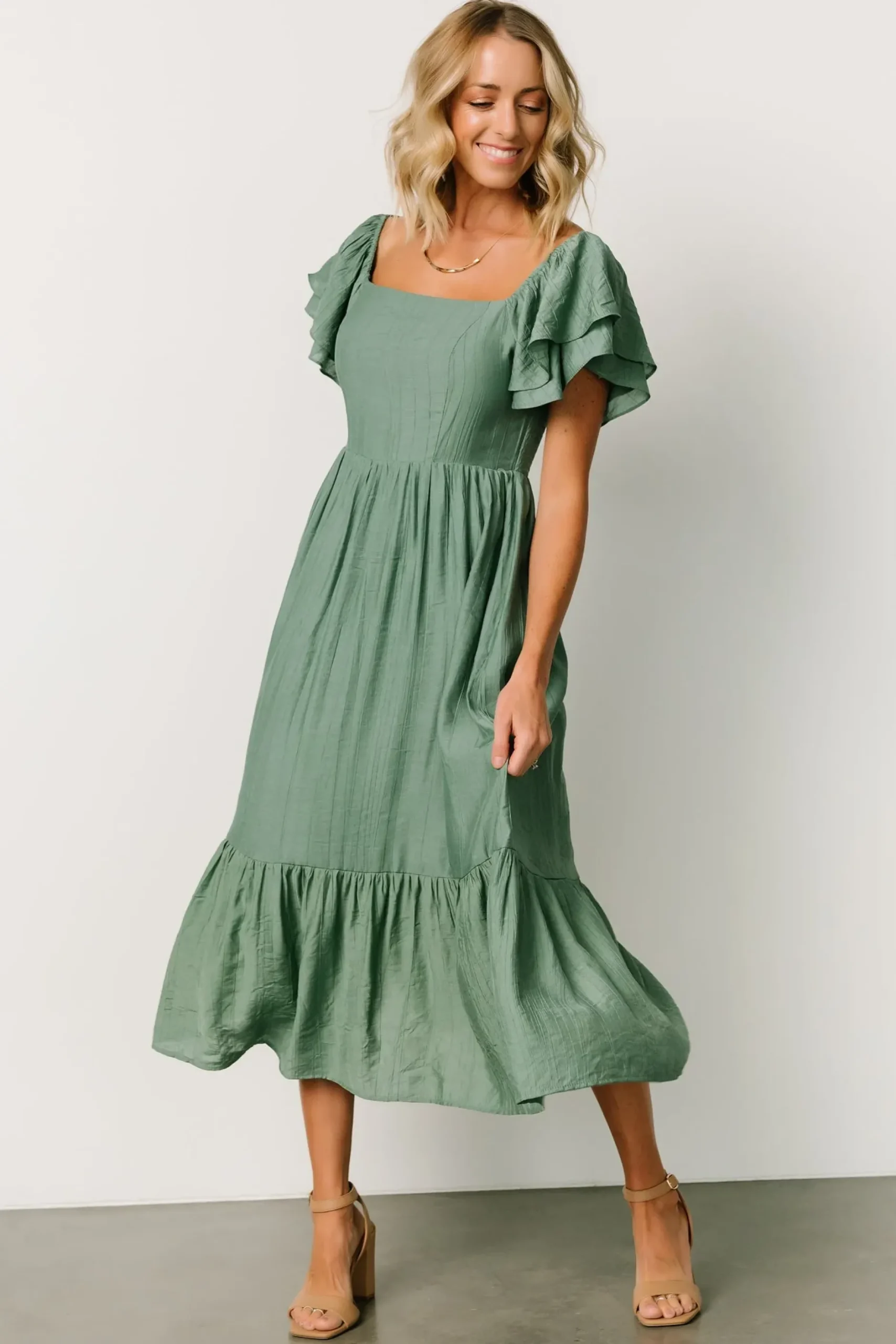 Baltic Born COMING SOON|Buttercup Midi Dress | Dusty Green