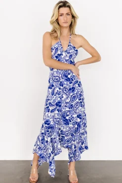 Baltic Born DRESSES|Camila Halter Maxi Dress | Blue + Ivory
