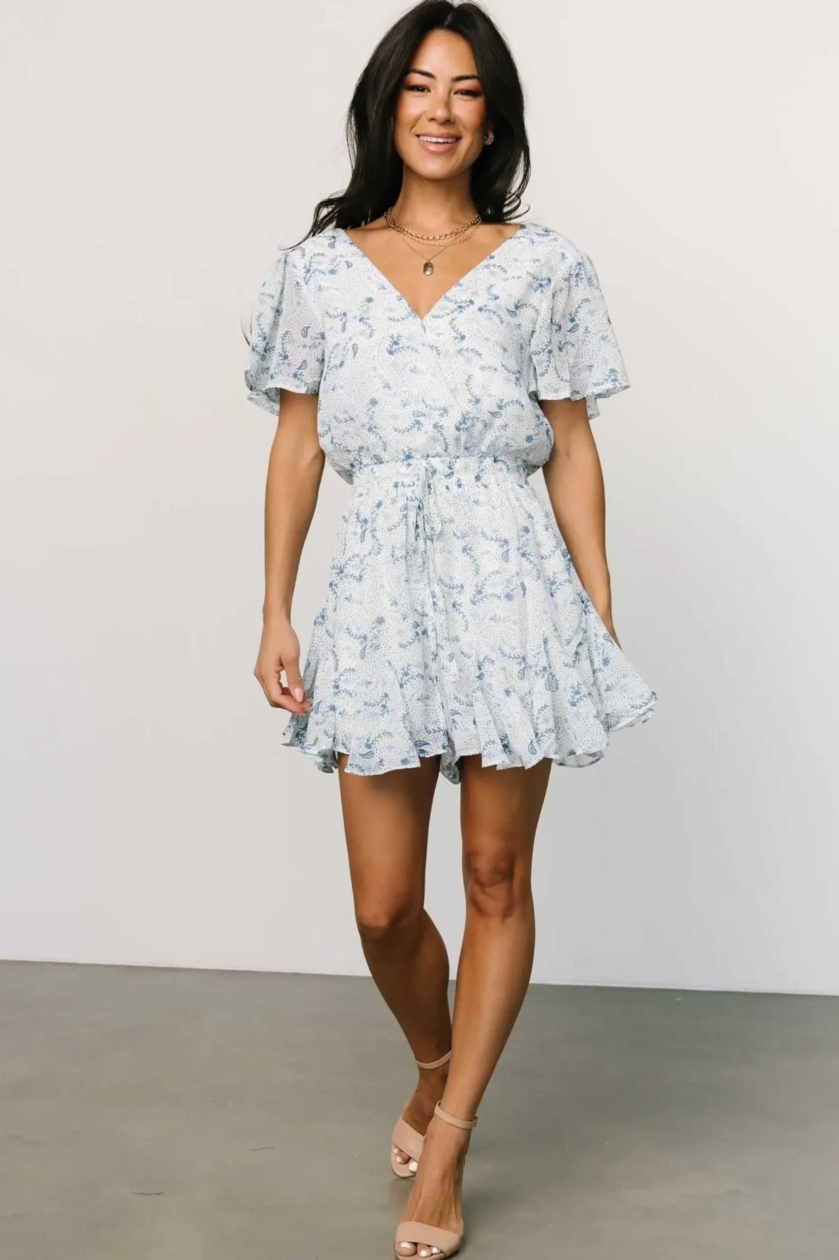 Baltic Born SALE|Candy Romper | Off White + Blue