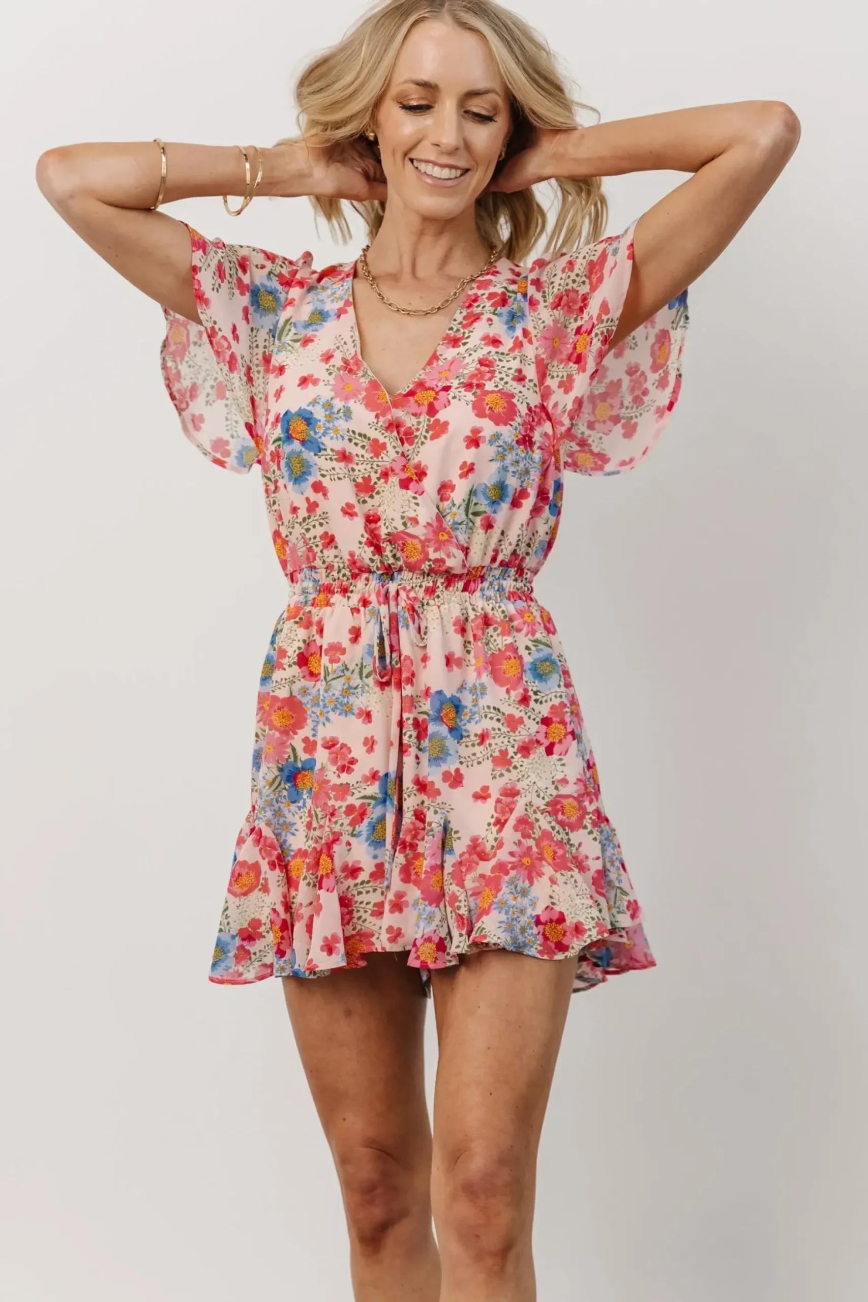 Baltic Born SALE|Candy Romper | Pink + Blue Floral
