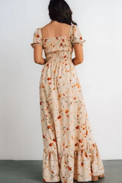 Baltic Born WINTER ESSENTIALS|Capri Smocked Maxi Dress | Golden Print