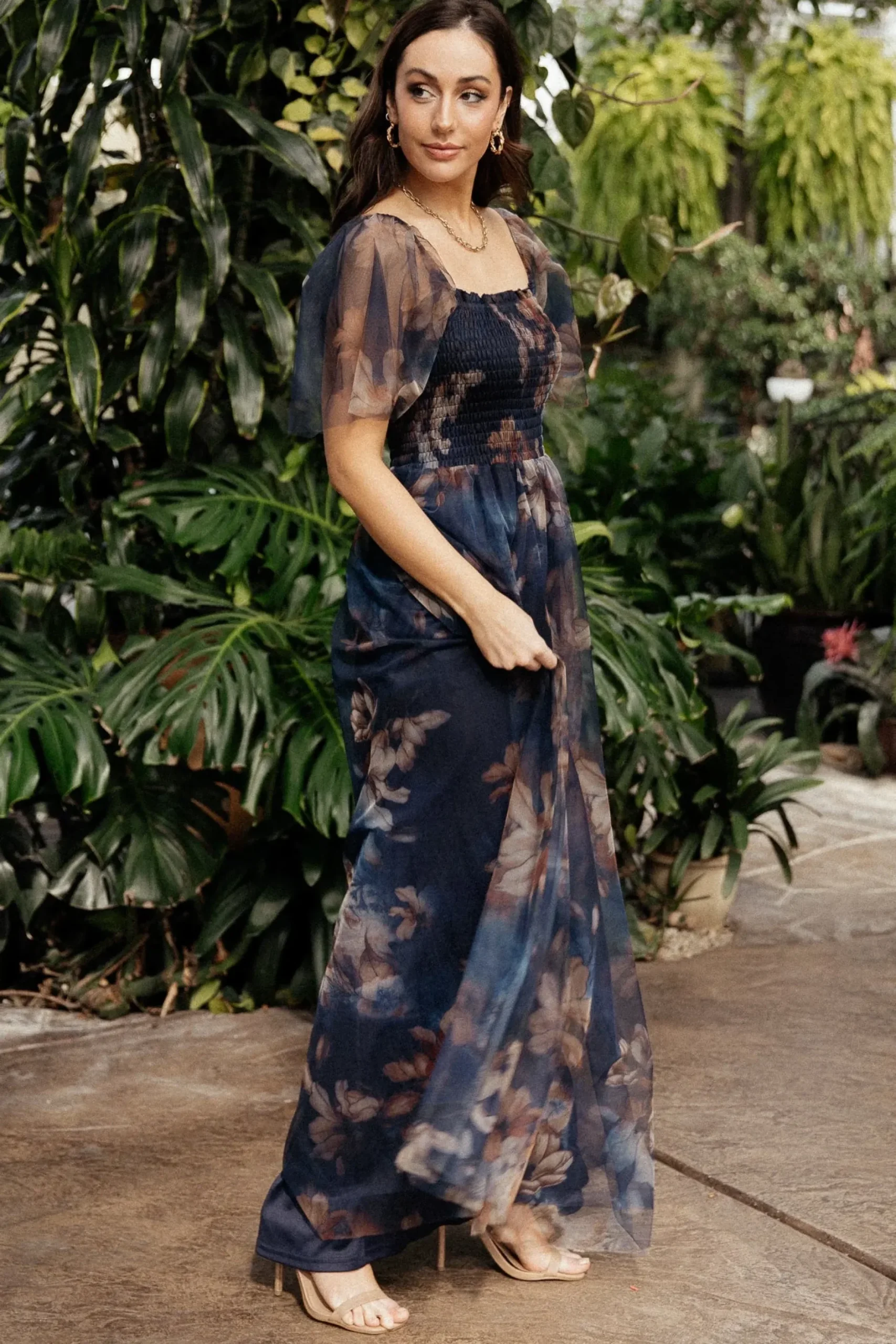 Baltic Born WEDDING SUITE|wedding guest|Cassandra Tulle Maxi Dress | Dark Blue Floral