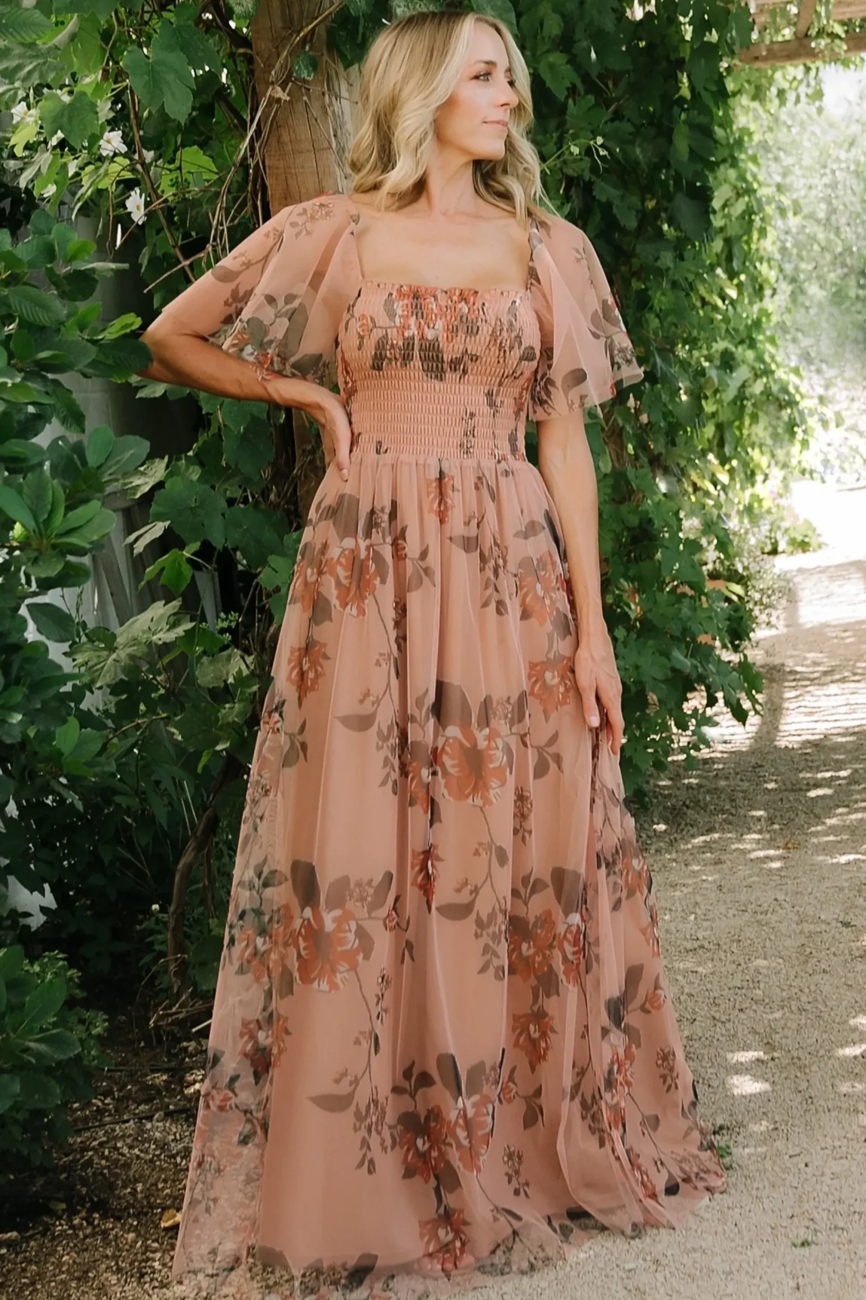 Baltic Born WEDDING SUITE|wedding guest|Cassandra Tulle Maxi Dress | Copper Floral