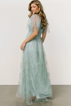 Baltic Born WEDDING SUITE|wedding guest|Cassandra Tulle Maxi Dress | Sage Sparkle