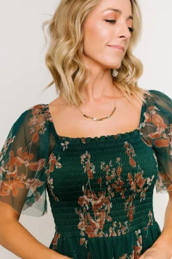 Baltic Born WEDDING SUITE|wedding guest|Cassandra Tulle Maxi Dress | Green + Bronze Floral