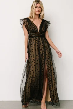 Baltic Born tulle styles|Caterina Tulle Maxi Dress | Black + Nude