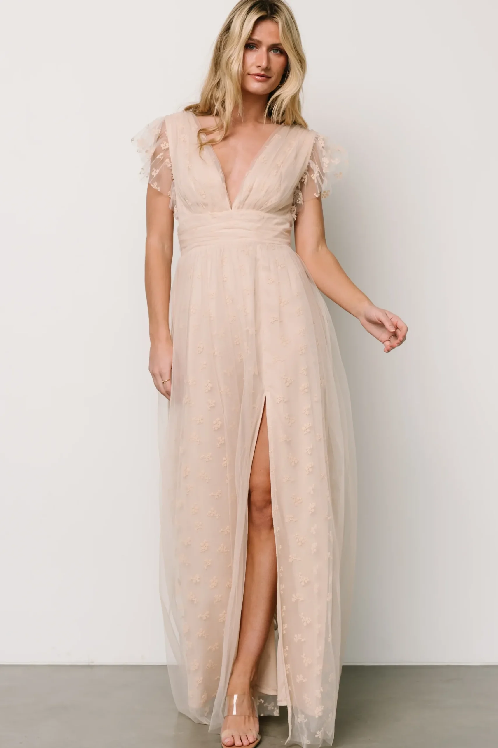 Baltic Born tulle styles|Caterina Tulle Maxi Dress | Nude Blush