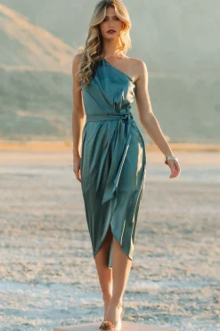 Baltic Born BEST SELLERS|Celia One Shoulder Midi Dress | Blue Sage