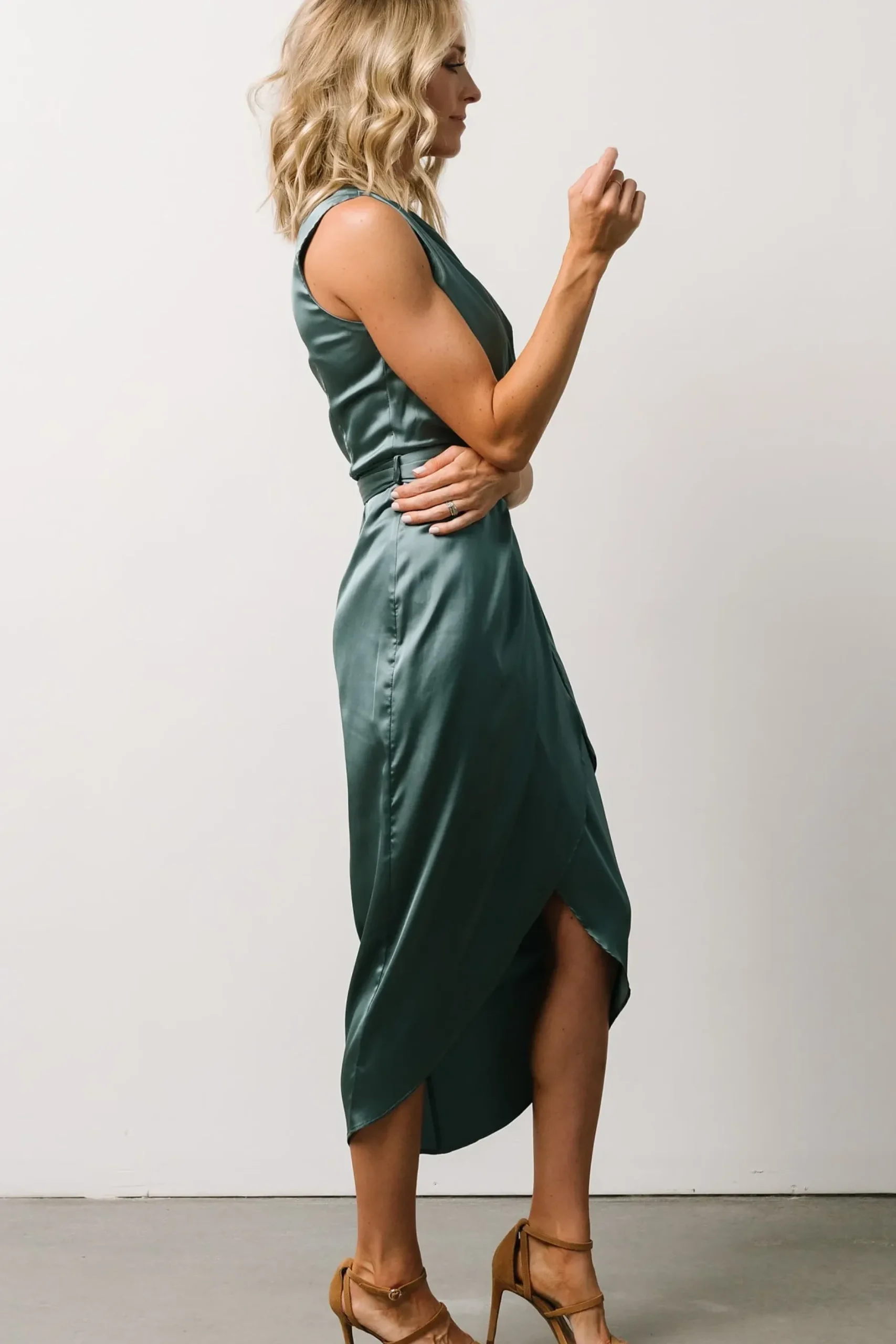 Baltic Born BEST SELLERS|Celia One Shoulder Midi Dress | Blue Sage
