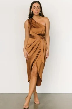Baltic Born BEST SELLERS|Celia One Shoulder Midi Dress | Bronze
